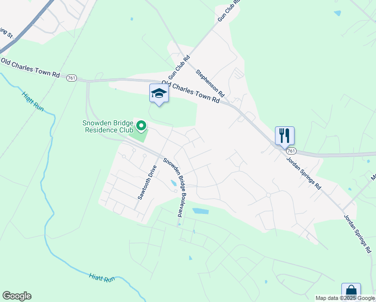 map of restaurants, bars, coffee shops, grocery stores, and more near 143 Blackford Drive in Stephenson