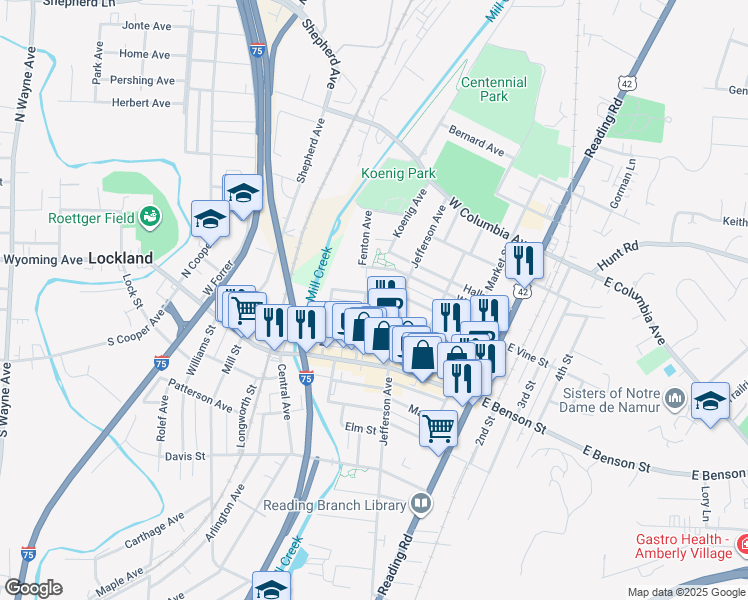 map of restaurants, bars, coffee shops, grocery stores, and more near 330 West Vine Street in Cincinnati