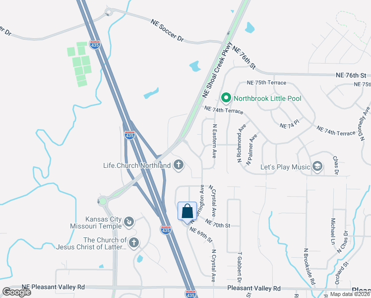 map of restaurants, bars, coffee shops, grocery stores, and more near 7314 North Crystal Avenue in Kansas City