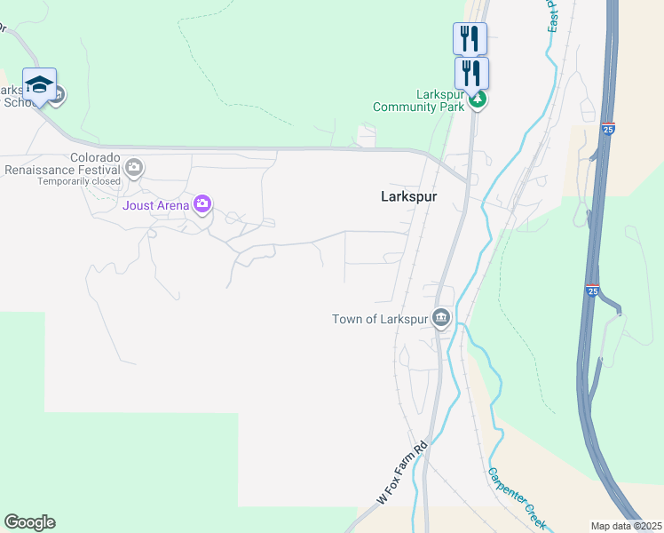map of restaurants, bars, coffee shops, grocery stores, and more near in Larkspur