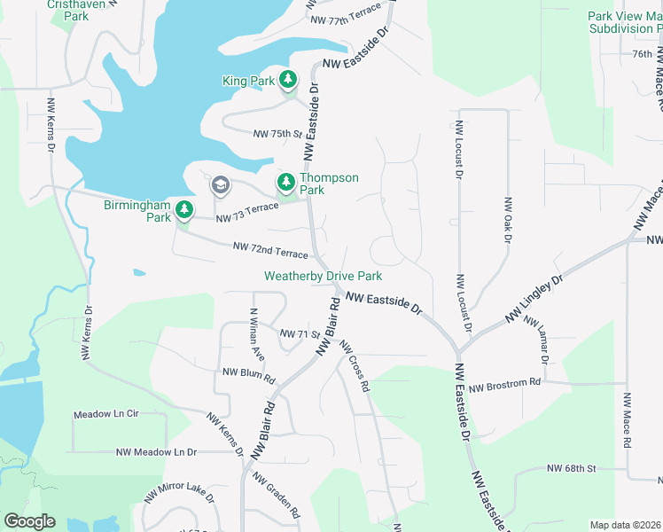 map of restaurants, bars, coffee shops, grocery stores, and more near 7207 Quincy Court in Weatherby Lake