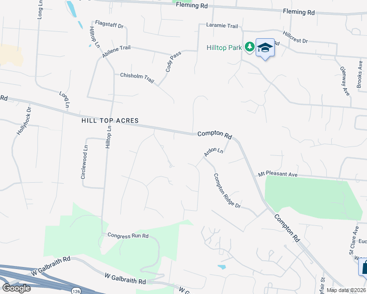 map of restaurants, bars, coffee shops, grocery stores, and more near 407 Compton Road in Cincinnati