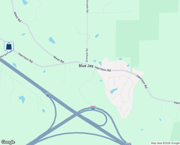 map of restaurants, bars, coffee shops, grocery stores, and more near in Blue Jay