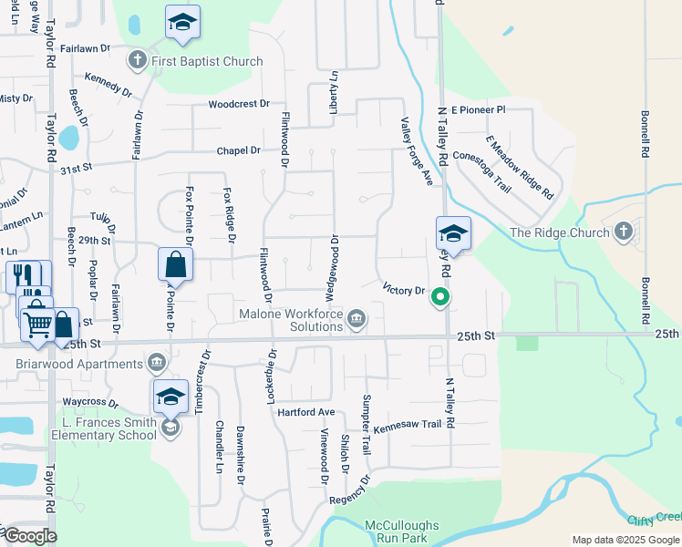 map of restaurants, bars, coffee shops, grocery stores, and more near 2740 Wedgewood Drive in Columbus