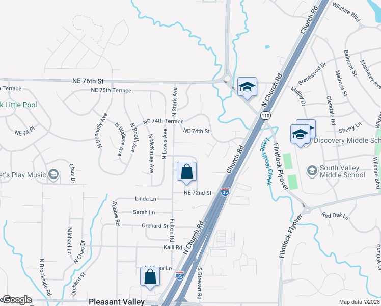 map of restaurants, bars, coffee shops, grocery stores, and more near 8831 Northeast 73rd Court in Kansas City