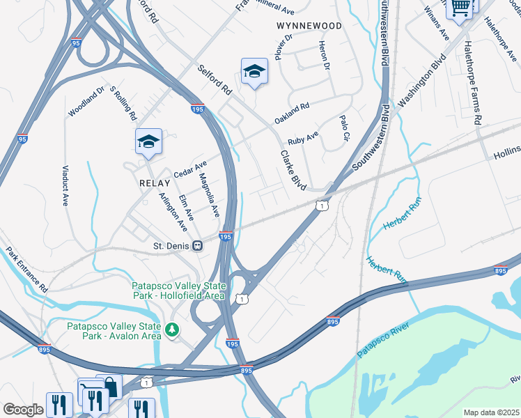 map of restaurants, bars, coffee shops, grocery stores, and more near 10 Gates Park Court in Arbutus