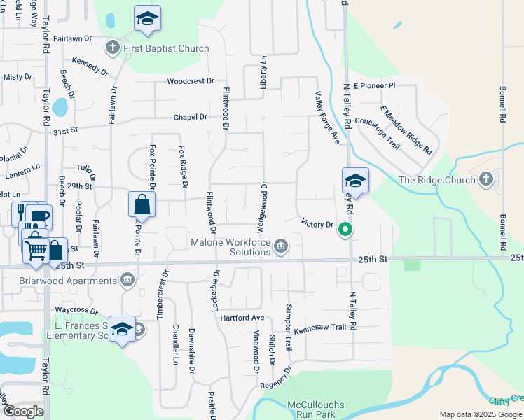 map of restaurants, bars, coffee shops, grocery stores, and more near 2740 Wedgewood Drive in Columbus