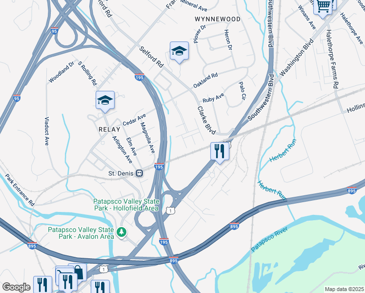 map of restaurants, bars, coffee shops, grocery stores, and more near 10 Gates Park Court in Arbutus