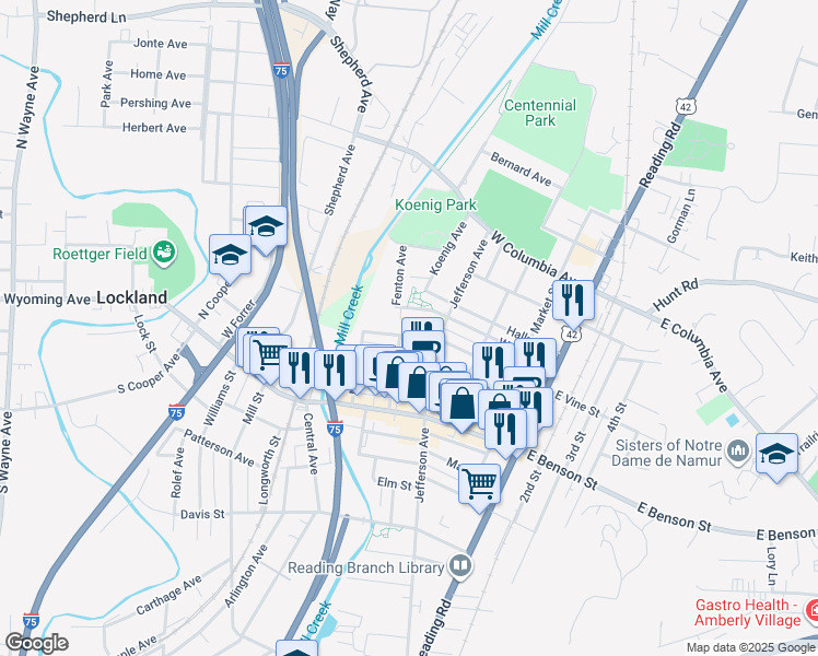 map of restaurants, bars, coffee shops, grocery stores, and more near 330 West Vine Street in Cincinnati