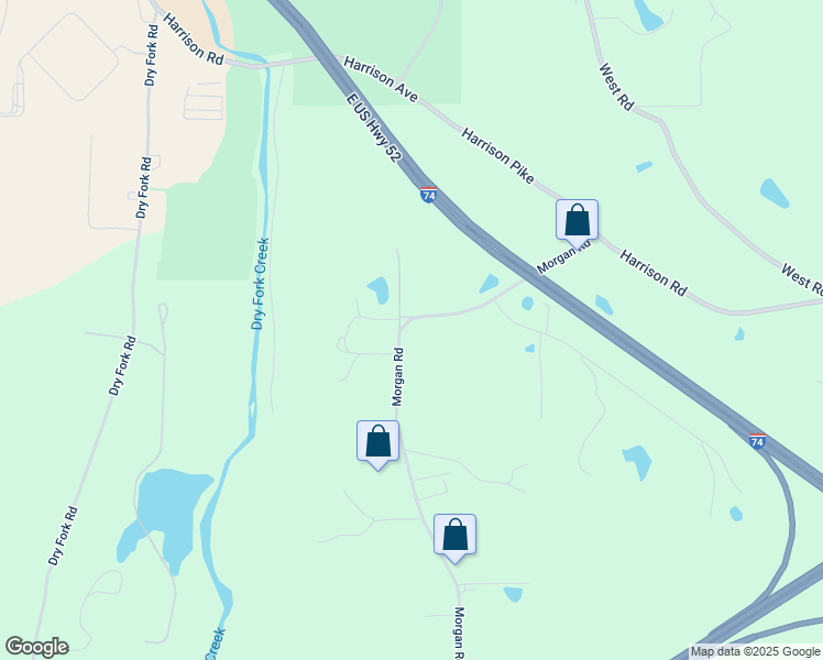map of restaurants, bars, coffee shops, grocery stores, and more near 7540 Morgan Road in Cleves
