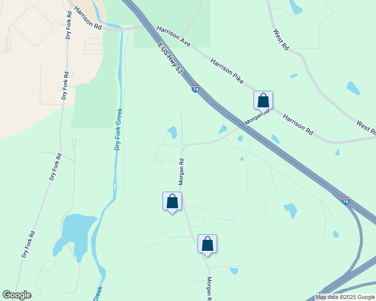 map of restaurants, bars, coffee shops, grocery stores, and more near 7540 Morgan Road in Cleves