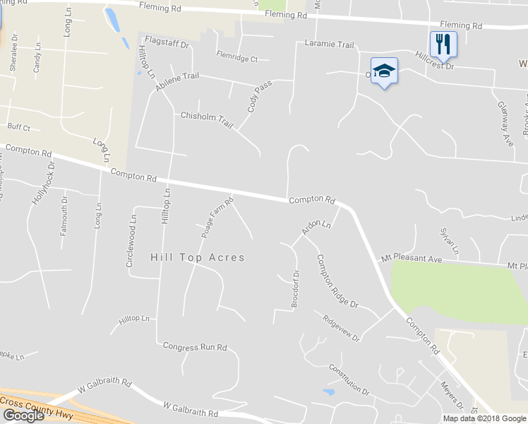 map of restaurants, bars, coffee shops, grocery stores, and more near 407 Compton Road in Cincinnati