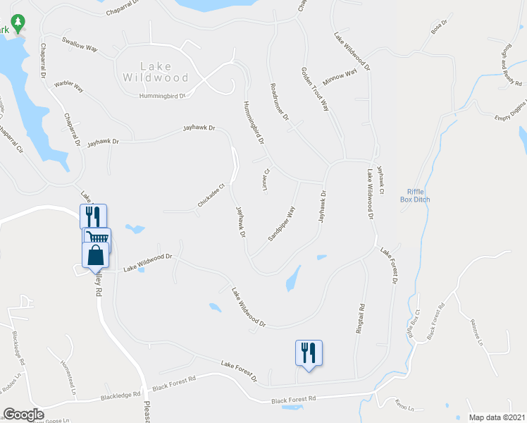map of restaurants, bars, coffee shops, grocery stores, and more near 11554 Linnet Court in Penn Valley