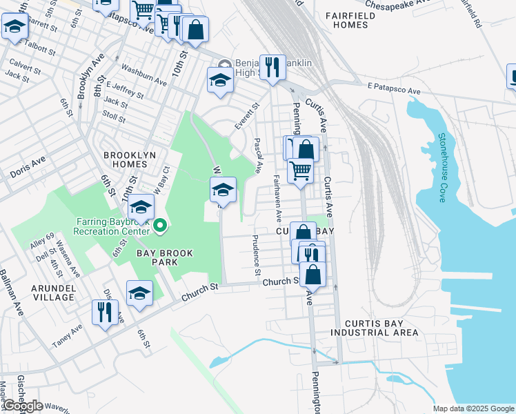 map of restaurants, bars, coffee shops, grocery stores, and more near 1401 Locust Street in Baltimore