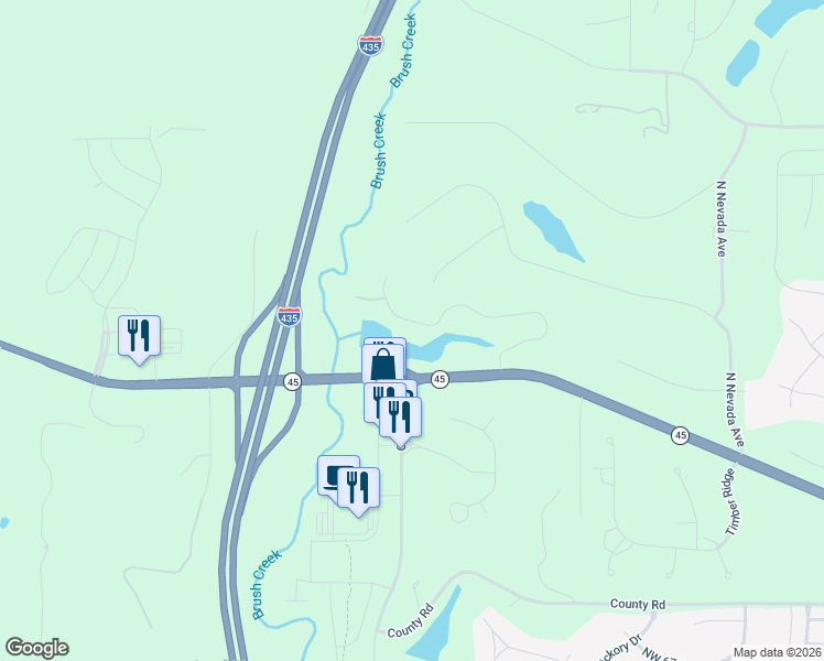 map of restaurants, bars, coffee shops, grocery stores, and more near 15109 Northwest 72nd Street in Parkville