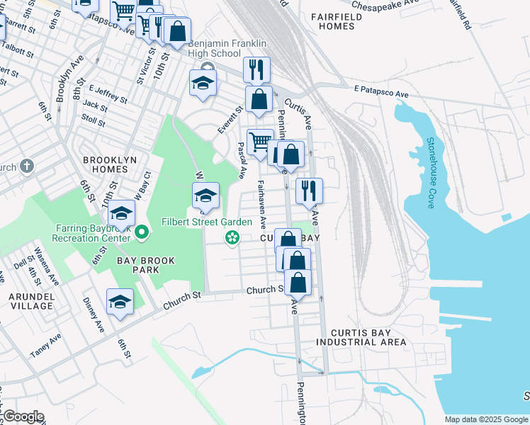 map of restaurants, bars, coffee shops, grocery stores, and more near 1501 Locust Street in Baltimore