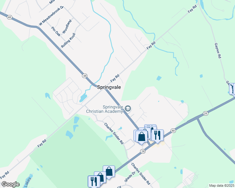 map of restaurants, bars, coffee shops, grocery stores, and more near 6634 Oakland Rd in Loveland