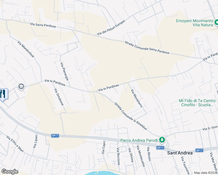 map of restaurants, bars, coffee shops, grocery stores, and more near 38a Via Is Pardinas in Quartu Sant'Elena