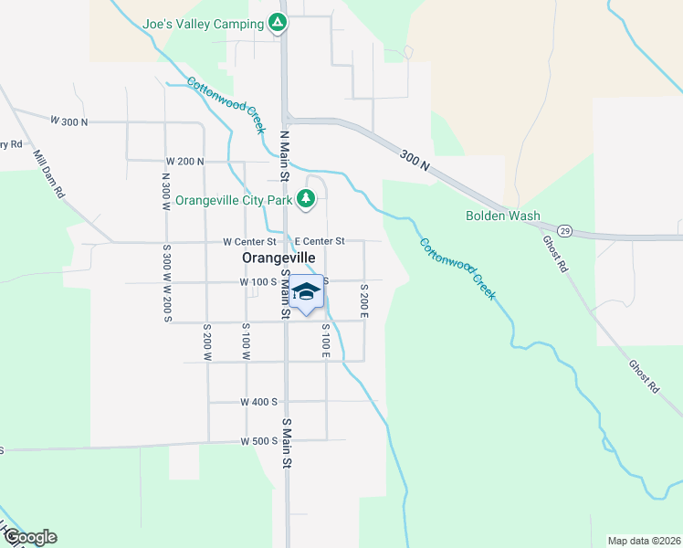 map of restaurants, bars, coffee shops, grocery stores, and more near 145 East 100 South in Orangeville