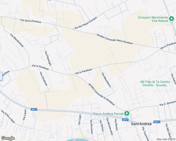 map of restaurants, bars, coffee shops, grocery stores, and more near 46 Via Is Pardinas in Quartu Sant'Elena