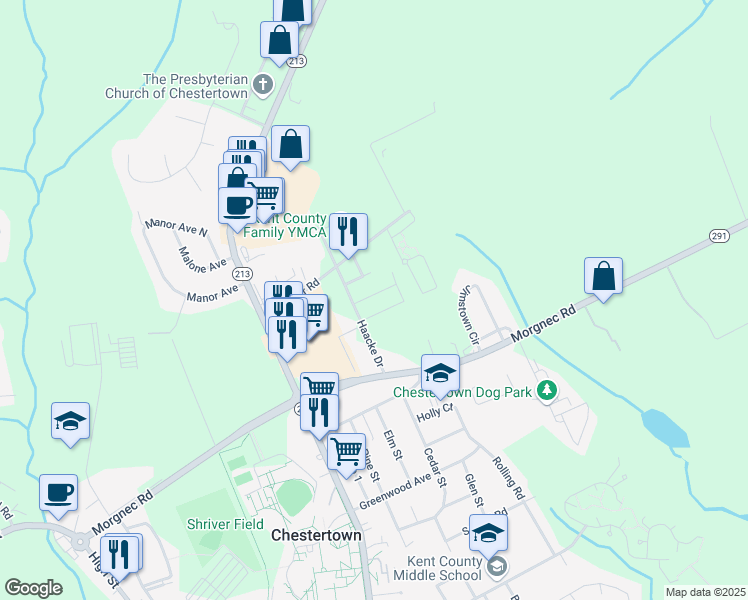 map of restaurants, bars, coffee shops, grocery stores, and more near 113 Conley Drive in Chestertown