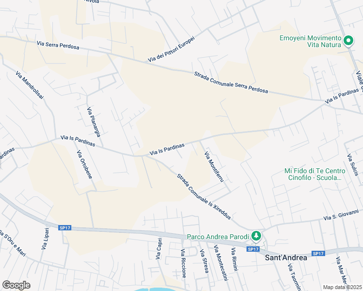 map of restaurants, bars, coffee shops, grocery stores, and more near 46 Via Is Pardinas in Quartu Sant'Elena