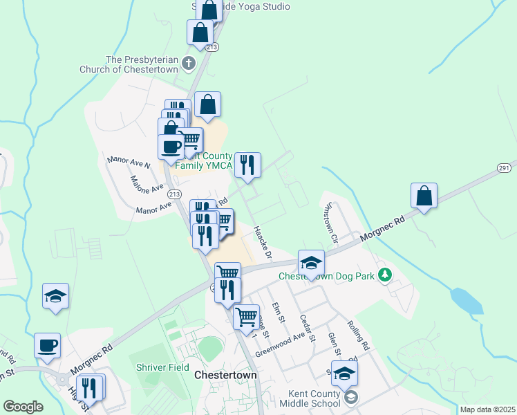 map of restaurants, bars, coffee shops, grocery stores, and more near 108 Conley Drive in Chestertown