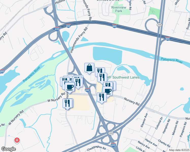 map of restaurants, bars, coffee shops, grocery stores, and more near 815 Oregon Avenue in Linthicum Heights