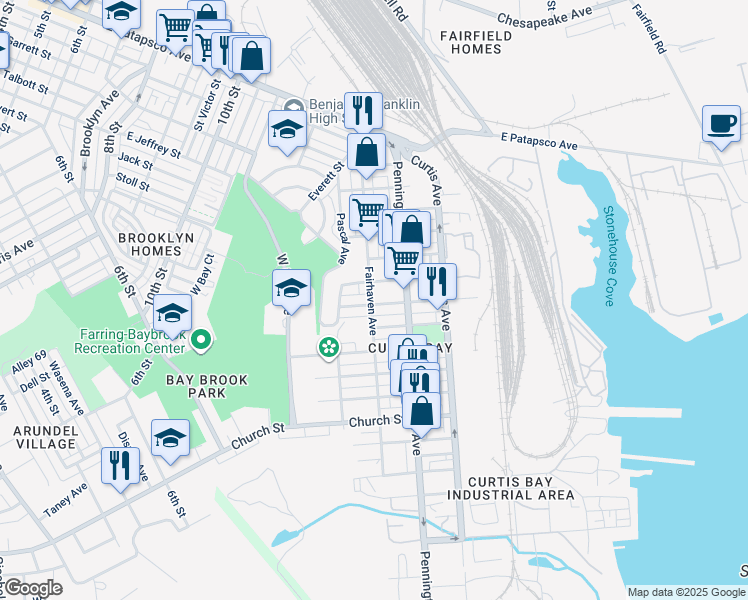 map of restaurants, bars, coffee shops, grocery stores, and more near 1500 Locust Street in Baltimore