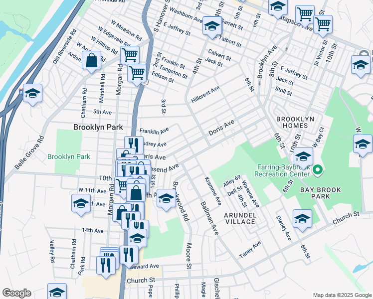 map of restaurants, bars, coffee shops, grocery stores, and more near 229 Doris Avenue in Baltimore