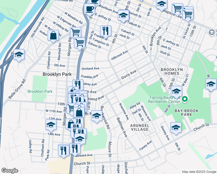 map of restaurants, bars, coffee shops, grocery stores, and more near 229 Doris Avenue in Baltimore