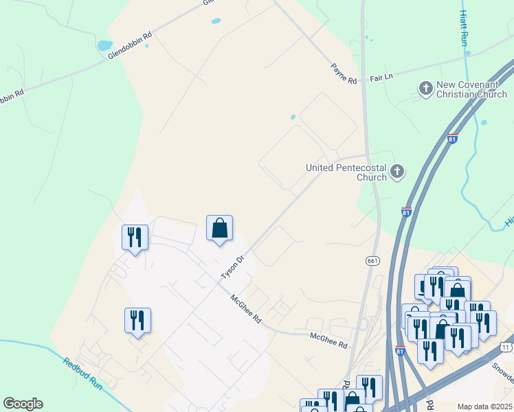 map of restaurants, bars, coffee shops, grocery stores, and more near 80 Tyson Drive in Winchester