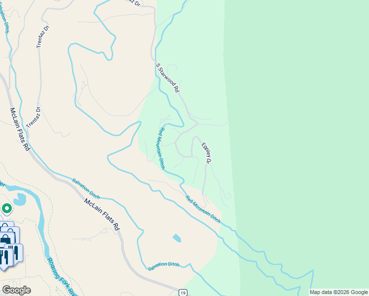 map of restaurants, bars, coffee shops, grocery stores, and more near 63-109 Danillson Road in Aspen