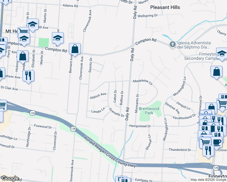 map of restaurants, bars, coffee shops, grocery stores, and more near 8788 Grenada Drive in Cincinnati