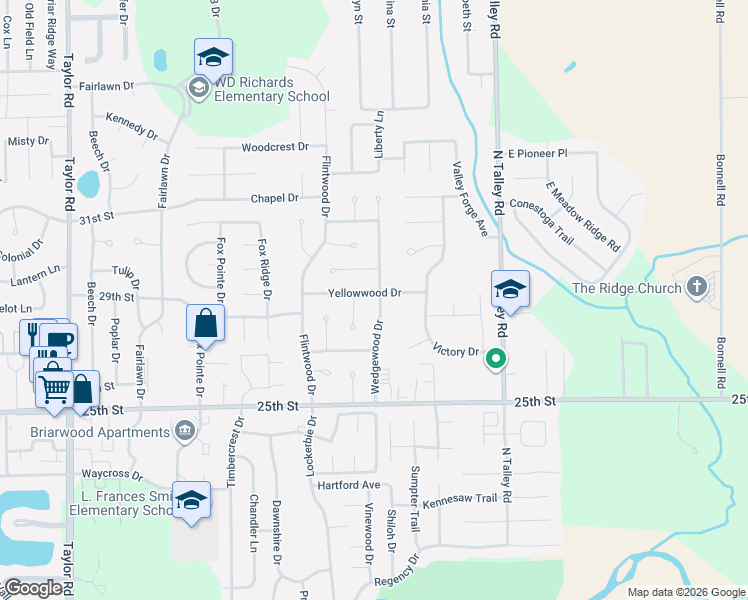 map of restaurants, bars, coffee shops, grocery stores, and more near 2740 Wedgewood Drive in Columbus