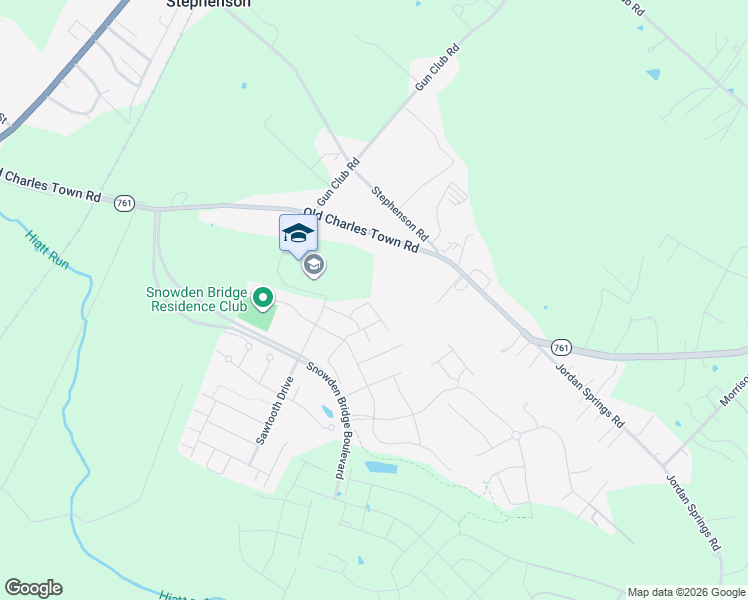 map of restaurants, bars, coffee shops, grocery stores, and more near 532 Old Charles Town Road in Stephenson