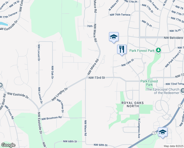 map of restaurants, bars, coffee shops, grocery stores, and more near 7313 North Conant Avenue in Kansas City