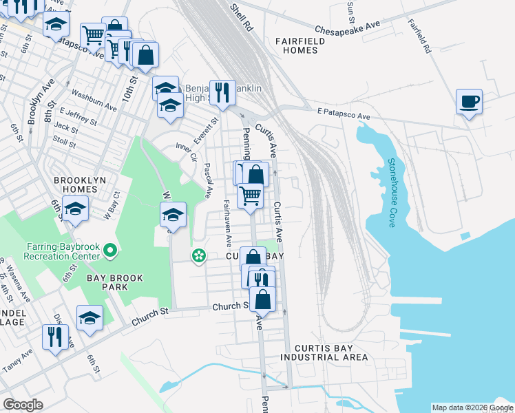 map of restaurants, bars, coffee shops, grocery stores, and more near 4123 Graham Court in Baltimore