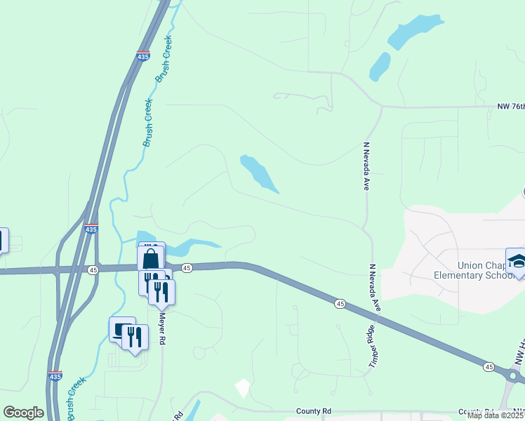 map of restaurants, bars, coffee shops, grocery stores, and more near 14209 Northwest 73rd Street in Kansas City