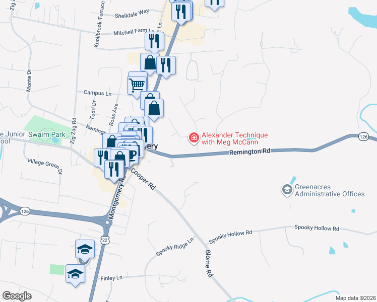 map of restaurants, bars, coffee shops, grocery stores, and more near 8030 Remington Road in Cincinnati