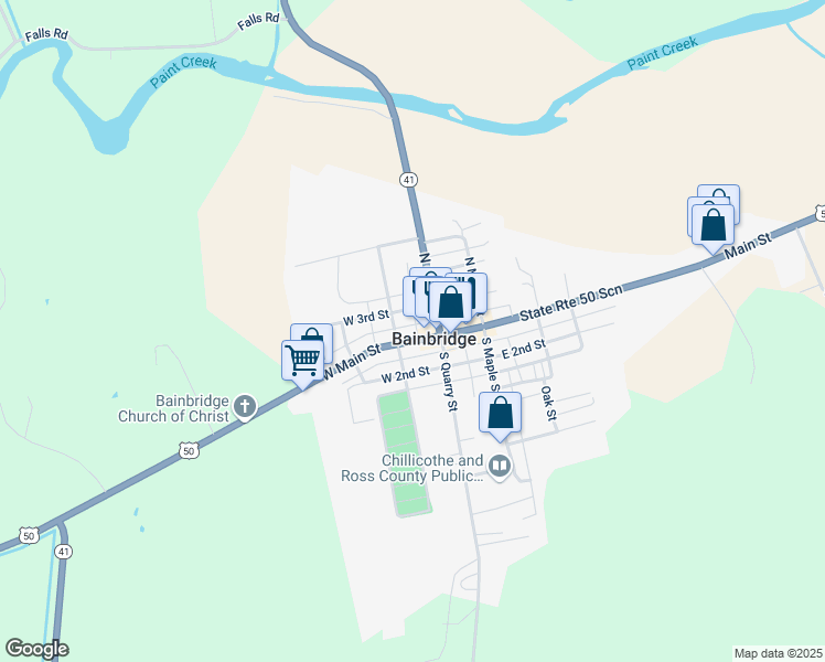 map of restaurants, bars, coffee shops, grocery stores, and more near in Bainbridge