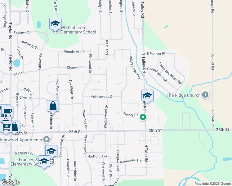 map of restaurants, bars, coffee shops, grocery stores, and more near 5400 Yellowwood Drive in Columbus