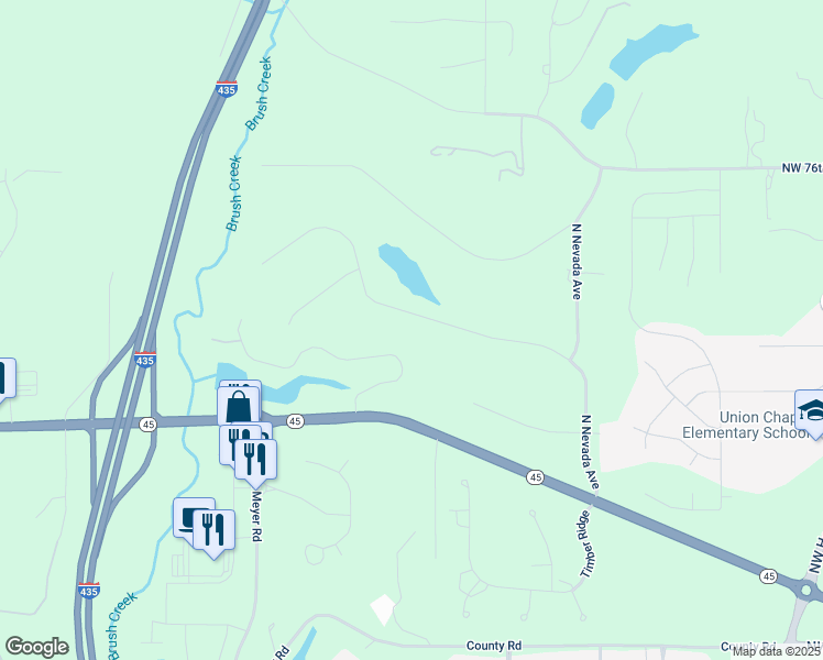 map of restaurants, bars, coffee shops, grocery stores, and more near 14209 Northwest 73rd Street in Kansas City