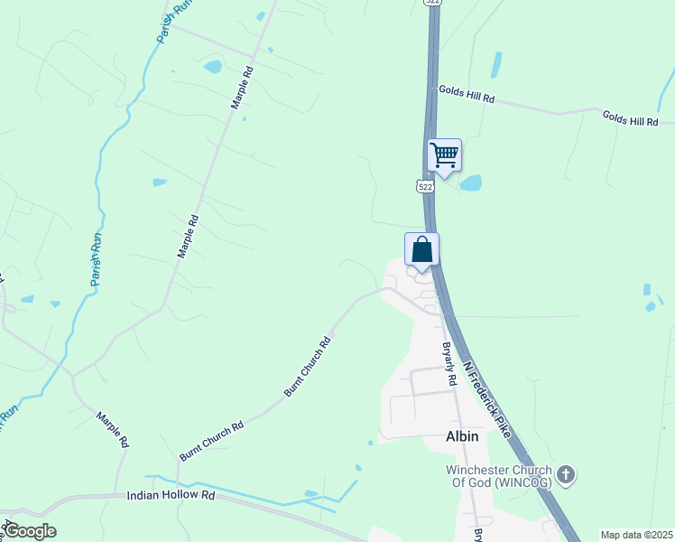 map of restaurants, bars, coffee shops, grocery stores, and more near 190 Burnt Church Road in Winchester