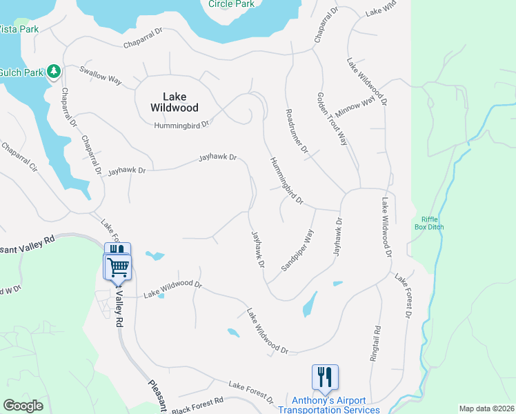 map of restaurants, bars, coffee shops, grocery stores, and more near 18716 Falcon Loop in Penn Valley
