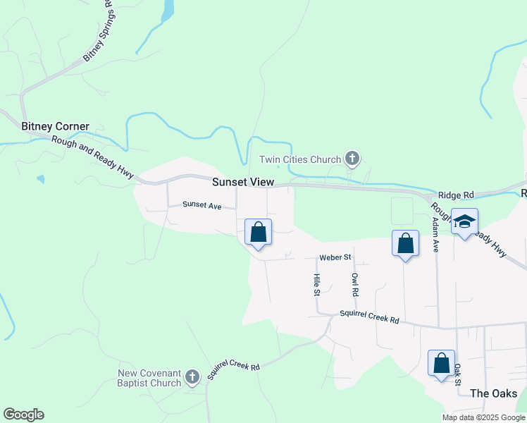 map of restaurants, bars, coffee shops, grocery stores, and more near 10078 Mills Road in Grass Valley