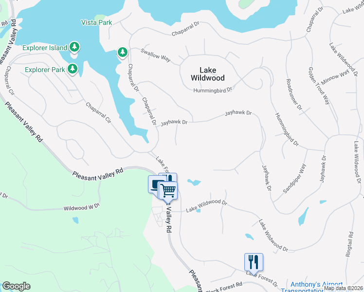 map of restaurants, bars, coffee shops, grocery stores, and more near 11609 Redwing Court in Penn Valley
