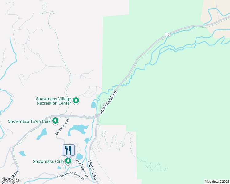 map of restaurants, bars, coffee shops, grocery stores, and more near Brush Creek Road in Aspen