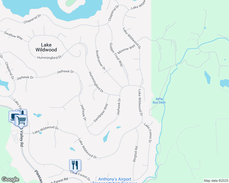 map of restaurants, bars, coffee shops, grocery stores, and more near 18018 Hummingbird Drive in Penn Valley
