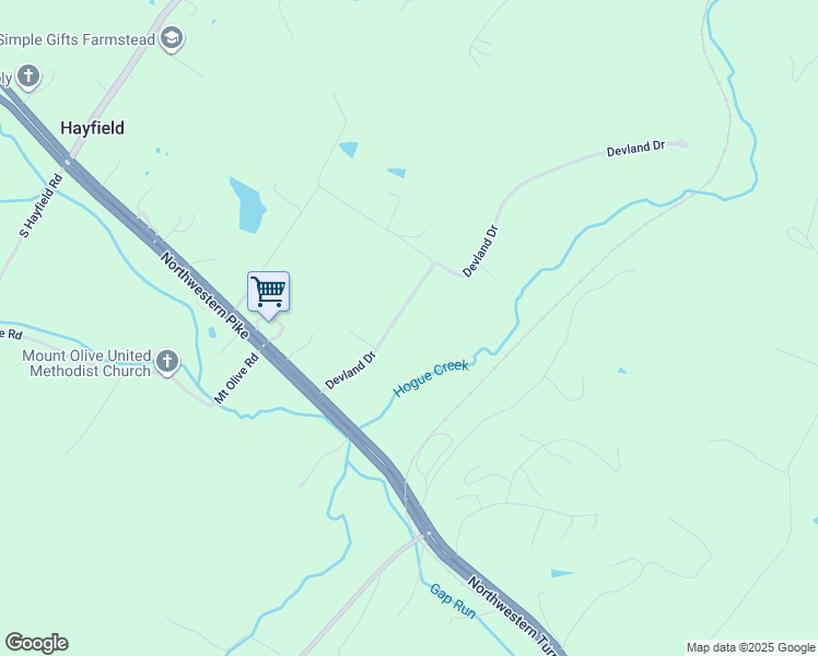 map of restaurants, bars, coffee shops, grocery stores, and more near 212 Devland Drive in Winchester